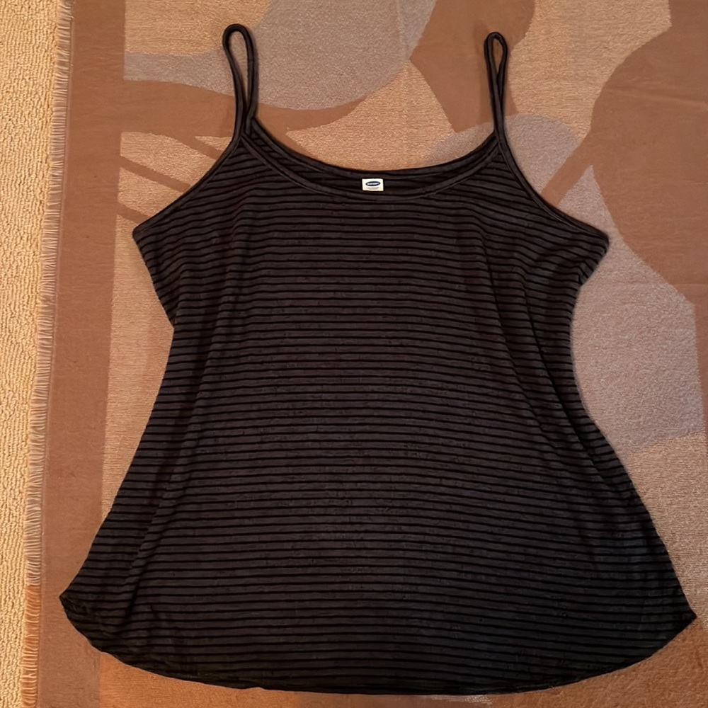 Black and gray striped lightweight knit tank, XL
